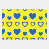 一連の紙シートハート青と黄色 ラッピングペーパーシート (正面3)