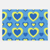 一連の紙シートハート青と黄色 ラッピングペーパーシート (正面2)