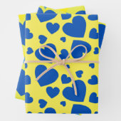 一連の紙シートハート青と黄色 ラッピングペーパーシート (インサイチュ)