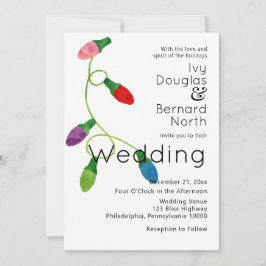 一連の色付きクリスマスライト結婚ズ 案内状