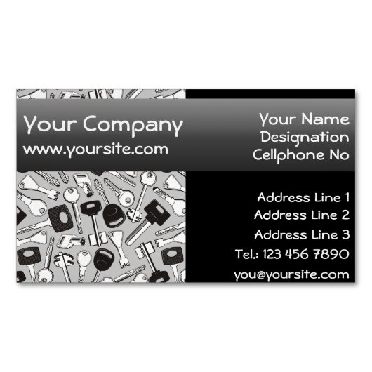 一連の鍵の背景シーメンス黄色の背景 マグネット名刺 (正面)