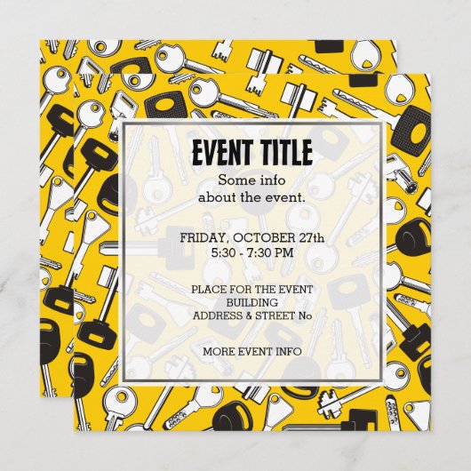 一連の鍵の背景 招待状 (正面/裏面)