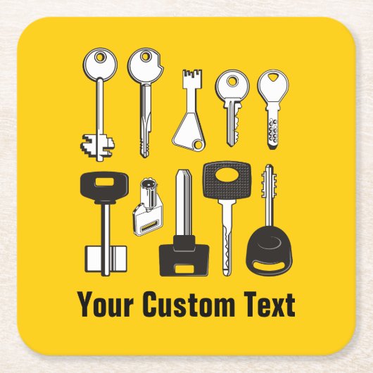 一連の鍵 スクエアペーパーコースター (正面)
