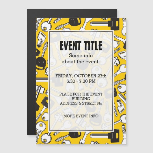 一連の鍵 マグネット招待状 (正面/裏面)