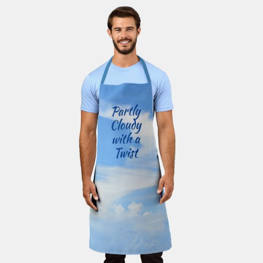 一部が曇り、ツイストスカイブルーがカスタマイズ可能 エプロン (着用した状態)