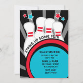 一部のおもしろいボーリング誕生日パーティーの招待 招待状 (正面)