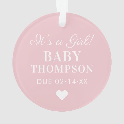 一部のギフトピンク期待ベビー妊婦の写真 オーナメント (裏面)