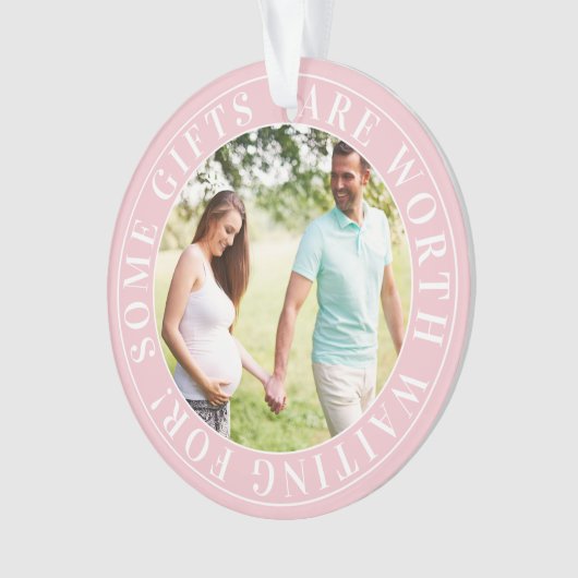 一部のギフトピンク期待ベビー妊婦の写真 オーナメント (正面)