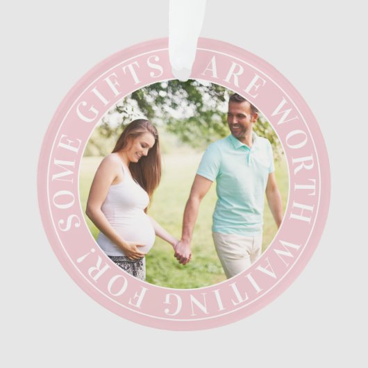 一部のギフトピンク期待ベビー妊婦の写真 オーナメント (正面)