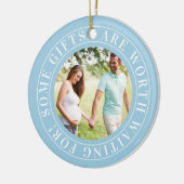 一部のギフトブルーのベビー妊婦の写真 セラミックオーナメント (左)