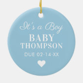 一部のギフトブルーのベビー妊婦の写真 セラミックオーナメント (裏面)