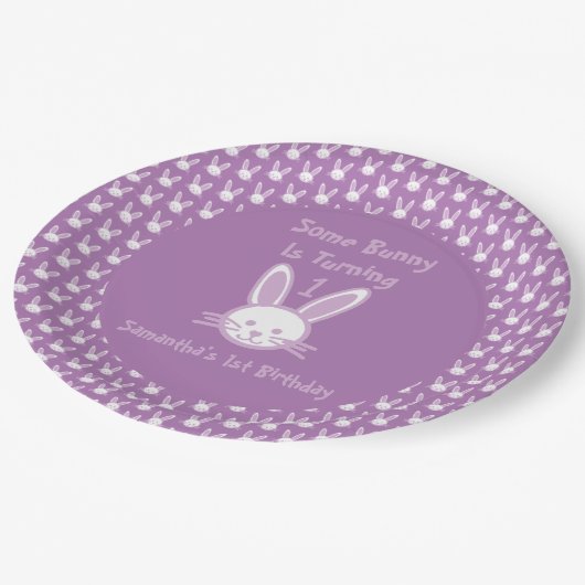 一部のバニーがワン誕生日紙プレート ペーパープレート (アングル)