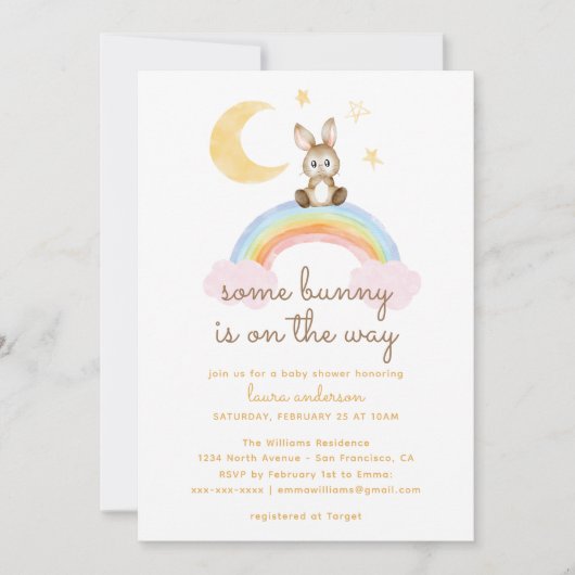 一部のバニーが途中の男女兼用ベビーショウ 招待状 (正面)