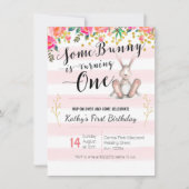 一部のバニーが1つの誕生日フローラ招待状 招待状 (正面)