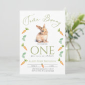 一部のバニーの最初の誕生日のニンジンのカスタマイズ 招待状 (スタンド正面)