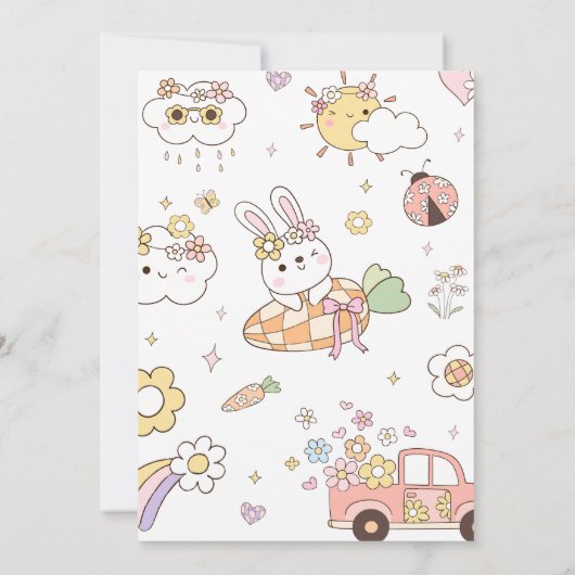 一部のバニーはパーティー復活祭の誕生日パーティーを持っている 招待状 (裏面)