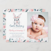 一部のバニーは誕生日、任意の年齢写真を持っている 招待状 (正面/裏面)