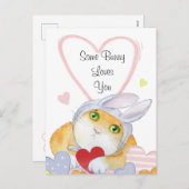 一部のバニーは、かわいい水の色のホリデーカードが大好き シーズンポストカード (正面/裏面)