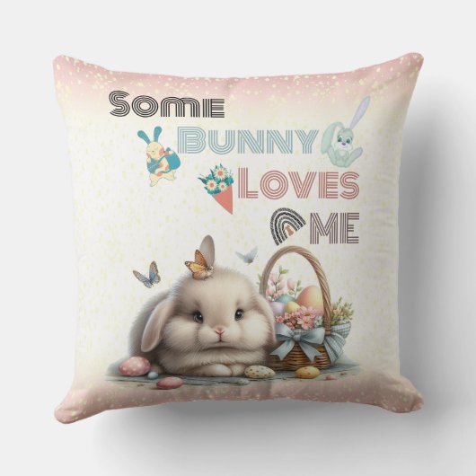 一部のバニー私イースター伝統の卵バスケットを愛している クッション (裏面)