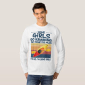 一部の女の子カヤックに行くと飲み過ぎるレトロか Tシャツ (正面フル)
