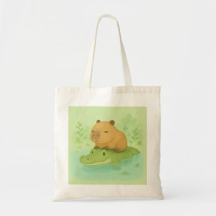 (一部)グリーンワニのChill Brown Capybara トートバッグ