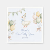 一間抜けつのガチョウの風船の男の子の誕生日 スタンダードカクテルナプキン (正面)