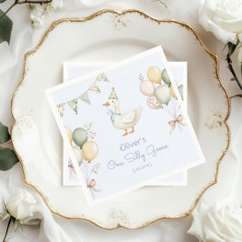 一間抜けつのガチョウの風船の男の子の誕生日 スタンダードカクテルナプキン