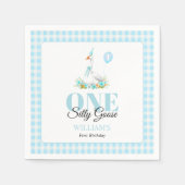 一間抜けつのガチョウ青いギンガムボーイの誕生日 スタンダードカクテルナプキン (正面)