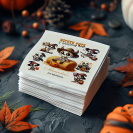 一面的な西不気味ハロウィーンの最初の誕生日 スタンダードカクテルナプキン