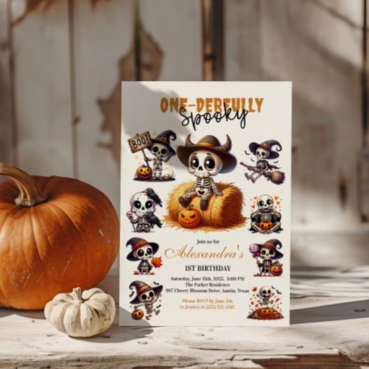 一面的な西不気味ハロウィーンの最初の誕生日 招待状