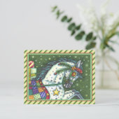 一頭の馬にリンゴのグレーが広がっていカラフルる。 シーズンポストカード (スタンド正面)