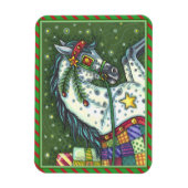 一頭の馬にリンゴのグレーが広がっていカラフルる。 マグネット (縦)