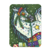 一頭の馬にリンゴのグレーが広がっていカラフルる。 マグネット (縦)