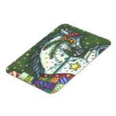 一頭の馬にリンゴのグレーが広がっていカラフルる。 マグネット (左側)