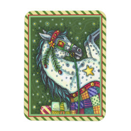 一頭の馬にリンゴのグレーが広がっていカラフルる。 マグネット