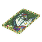 一頭の馬にリンゴのグレーが広がっていカラフルる。 マグネット (左側)