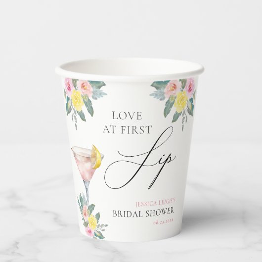 一飲みで恋に落ちる ブライト カクテル ブライダル シャワー 紙コップ (正面)