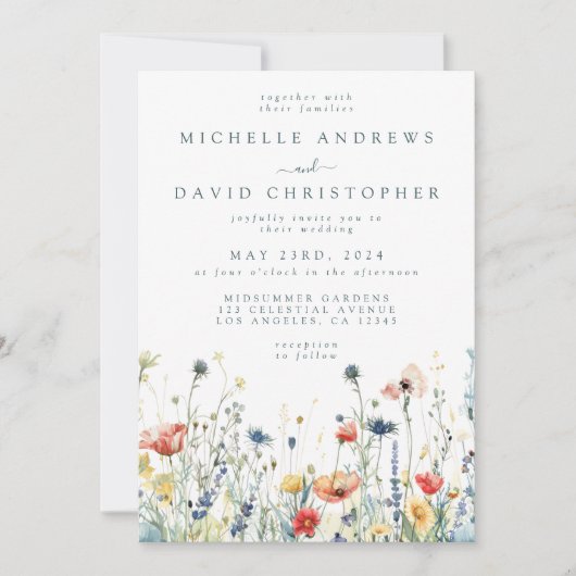 一鮮やか人の中に咲き乱れ結婚る花 招待状 (正面)