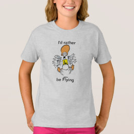 丁のアヒルの漫画の飛んでいるなワイシャツ Tシャツ