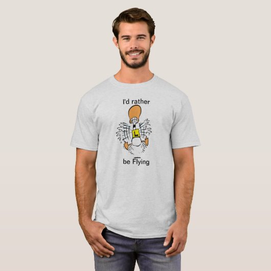 丁のアヒルの漫画の飛んでいるなワイシャツ Tシャツ (正面フル)