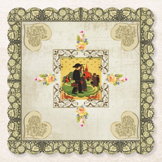 丁合いヴィンテージ ペーパーコースター (正面)