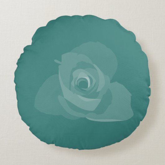 丁寧な透明モダン白ローズアート ラウンドクッション (正面)