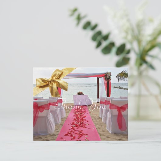 丁重な結婚式のバラの花びらはCard2感謝していしています サンキューカード (スタンド正面)