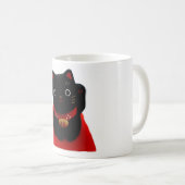 丁重のの黒いManeki Neko コーヒーマグカップ (正面右)