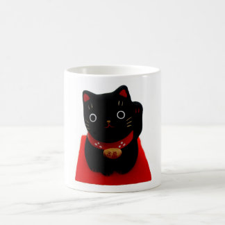 丁重のの黒いManeki Neko コーヒーマグカップ