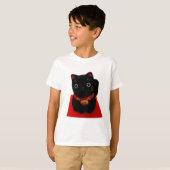 丁重のの黒いManeki Neko Tシャツ (正面フル)
