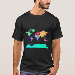 七つの大陸の世界名地図 Tシャツ