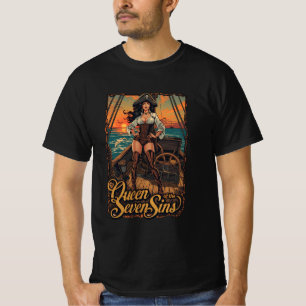 七つの罪の女王 - 海賊ピンナップファンタジー Tシャツ