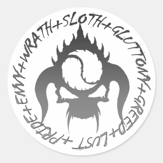 七つの致命的クラシックな罪の丸シール20シート ラウンドシール (正面)