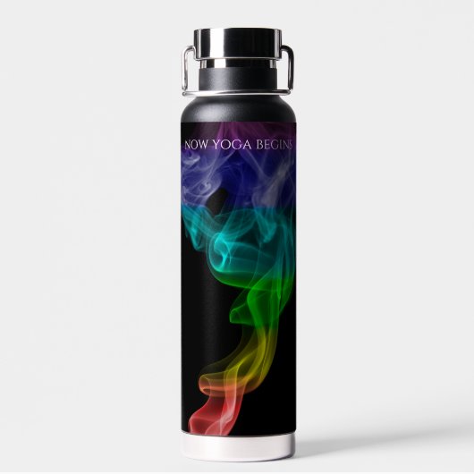 七チャクラマントラ虹はっきりした煙黒ヨガ ウォーターボトル (背面)